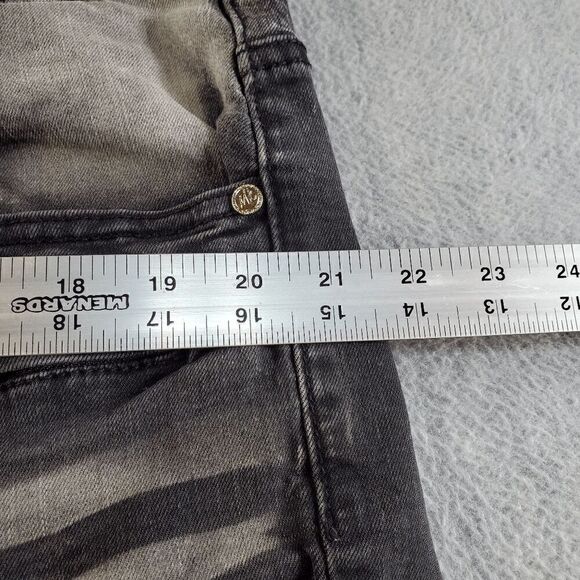 Makobi Shorts Men 38 Gray Denim Stretch Flat Front Regular Fit Distressed Biker - Picture 5 of 14